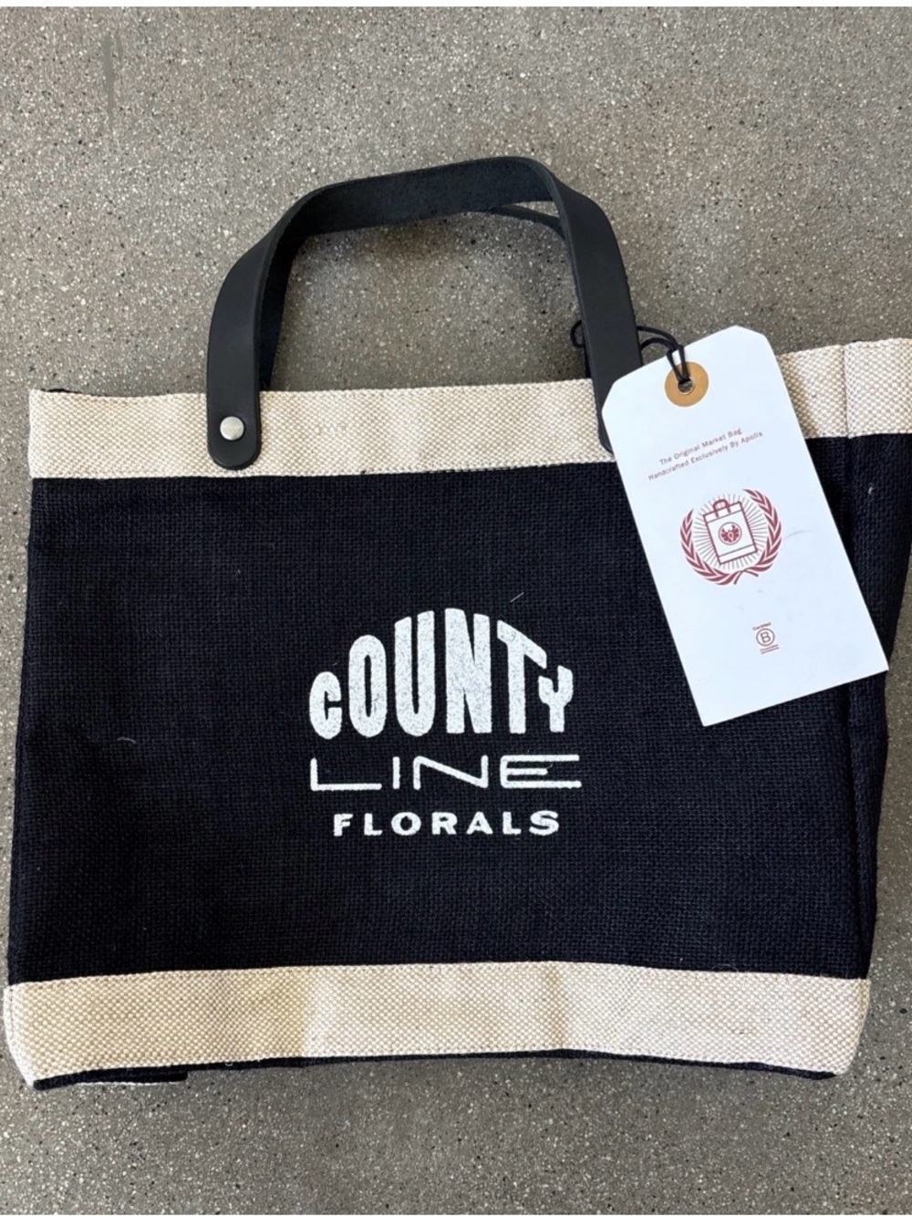 County Line Florals Black and Cream Canvas Tote